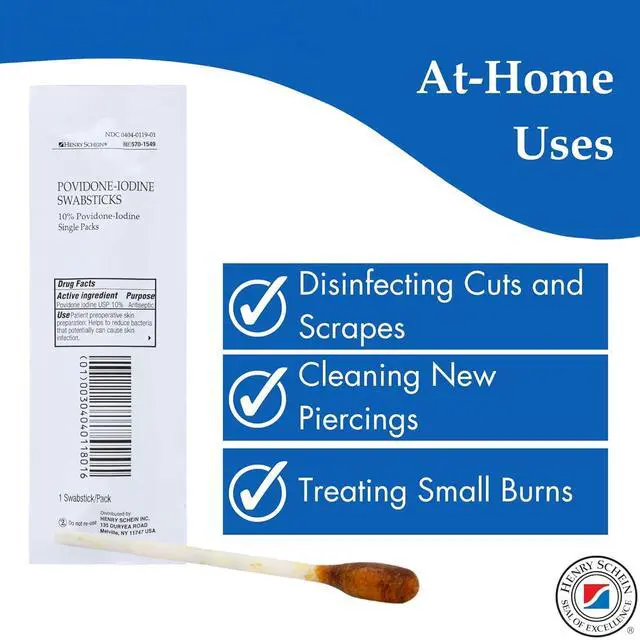 Alt view image 5 of 5 - 10% Povidone Iodine Swabstick 1's, Sterile Antiseptic, 25 Ct