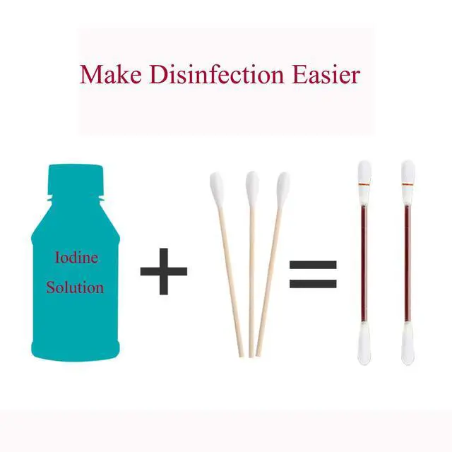Alt view image 3 of 5 - HUNWEY 75ct Disposable Iodine cotton swabs Emergency Care Sanitary Cotton Buds Tip for Women Men Baby