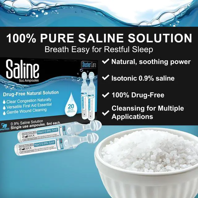 Alt view image 2 of 6 - Saline Ampoules - Saline Solution, Sodium Chloride 0.9%, Nasal Cleanse for Babies, Kids, & Adults, Sterile Nasal Care, Wound Cleansing - 20 Count (5ml Each)