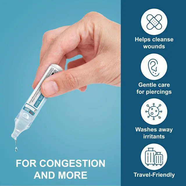 Alt view image 3 of 6 - Saline Ampoules - Saline Solution, Sodium Chloride 0.9%, Nasal Cleanse for Babies, Kids, & Adults, Sterile Nasal Care, Wound Cleansing - 20 Count (5ml Each)