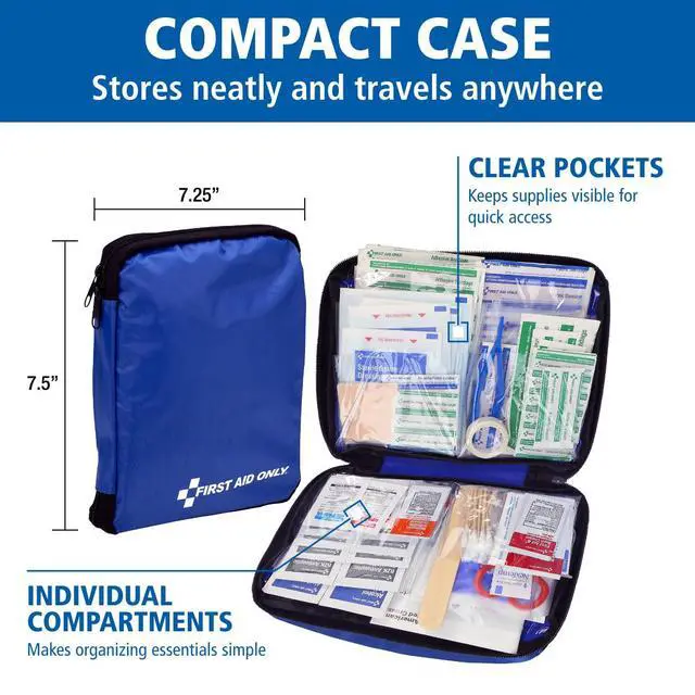 Alt view image 2 of 6 - 298 Piece All-Purpose Emergency First Aid Kit for Home, Office, Car, Apartment, Dorm, and Camping, Travel-Friendly Compact Pouch Fits in Backpacks, Suitcases, Cabinets, and Drawers