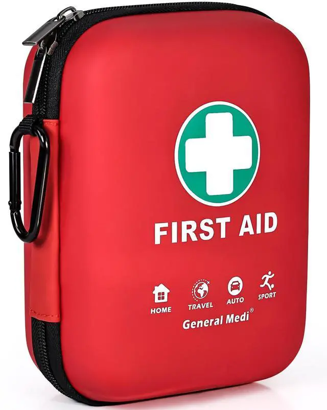 Main image of First Aid Kit - 170 Pieces Hard Case and Lightweight - Great for Travel, Home, Office, Vehicle, Camping, Workplace & Outdoor (Red)