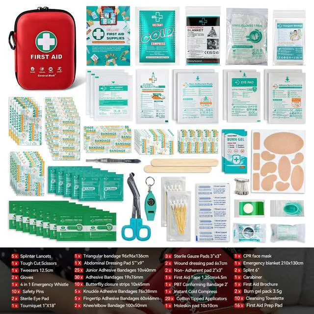 Alt view image 2 of 7 - First Aid Kit - 170 Pieces Hard Case and Lightweight - Great for Travel, Home, Office, Vehicle, Camping, Workplace & Outdoor (Red)
