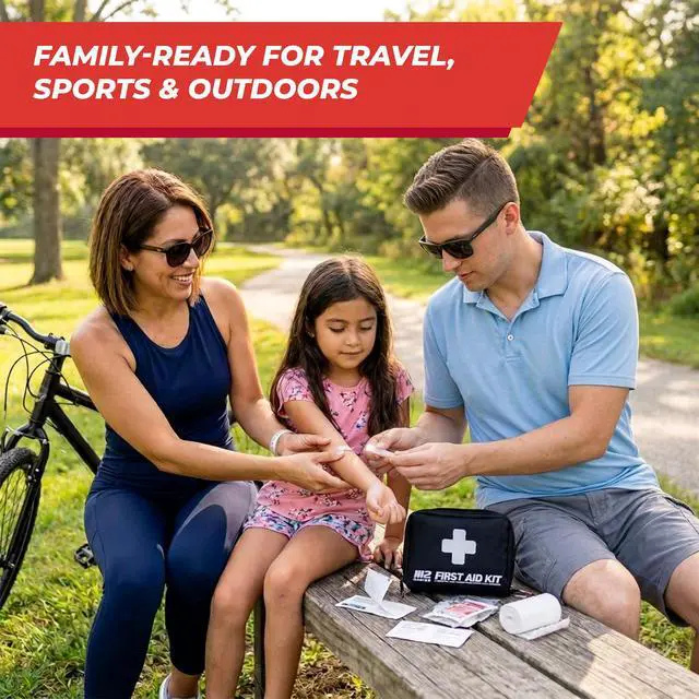 Alt view image 5 of 7 - 150 Piece Premium First Aid Kit, Compact Bag for Purse & Travel