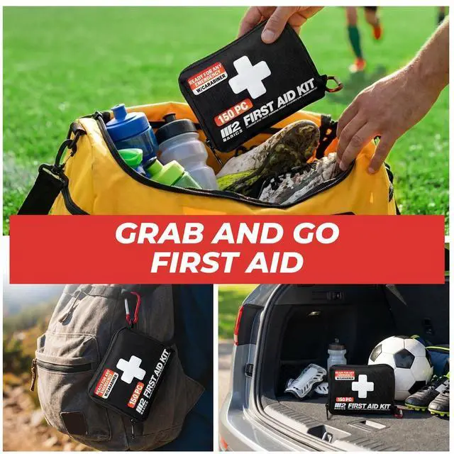 Alt view image 7 of 7 - 150 Piece Premium First Aid Kit, Compact Bag for Purse & Travel