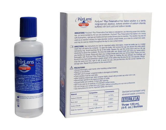 Alt view image 2 of 4 - Plus Preservative-Free Contact Lens Saline 120ml (4 fl. oz.) 3 Pack