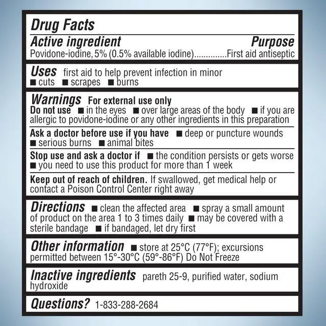 Alt view image 7 of 7 - Antiseptic First Aid Spray, Povidone-Iodine 5%, 3 Fl Oz