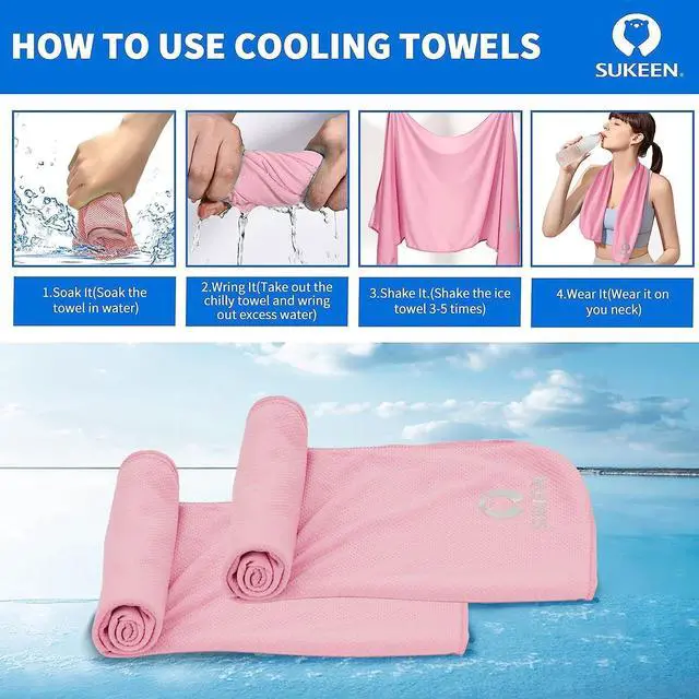 Alt view image 3 of 7 - 4 Pack Cooling Towels (40"x12") for Neck and Face, Cooling Neck Wraps, Breathable Cooling Towel for Hot Weather, Sweat Towels for Yoga, Sports, Golf, Gym, Camping, Running, Fitness, Workout