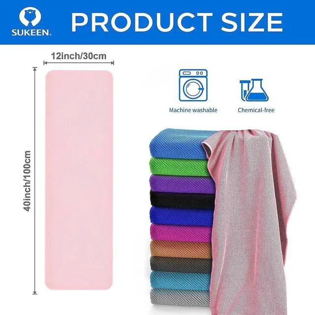 Alt view image 4 of 7 - 4 Pack Cooling Towels (40"x12") for Neck and Face, Cooling Neck Wraps, Breathable Cooling Towel for Hot Weather, Sweat Towels for Yoga, Sports, Golf, Gym, Camping, Running, Fitness, Workout