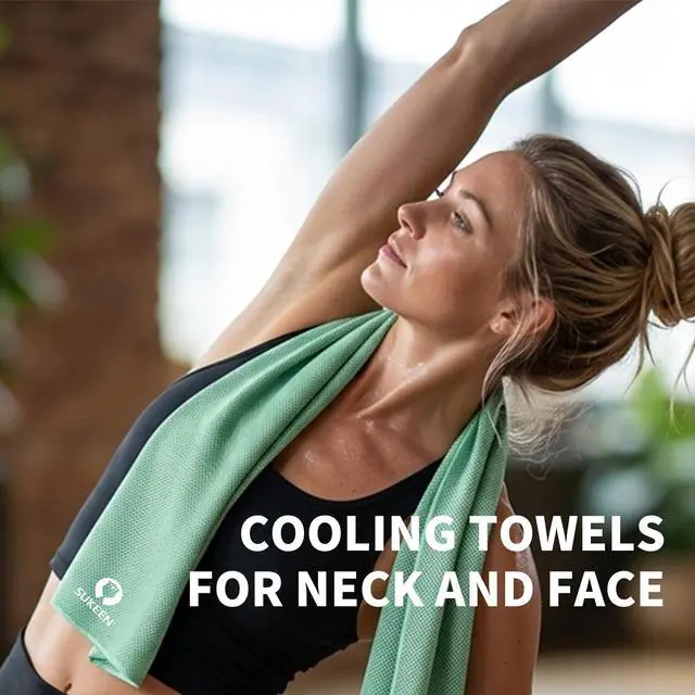Alt view image 7 of 7 - 4 Pack Cooling Towels (40"x12") for Neck and Face, Cooling Neck Wraps, Breathable Cooling Towel for Hot Weather, Sweat Towels for Yoga, Sports, Golf, Gym, Camping, Running, Fitness, Workout