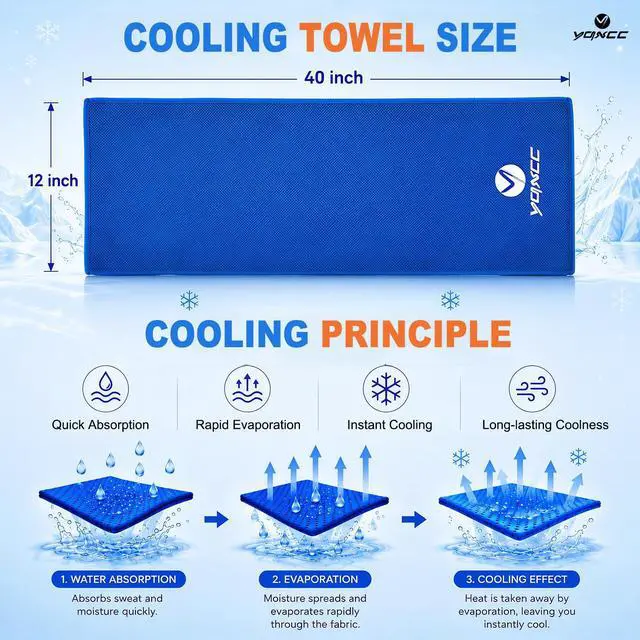 Alt view image 7 of 7 - 4 Pack Cooling Towels 40"x12", Cold Cool for Neck & Face
