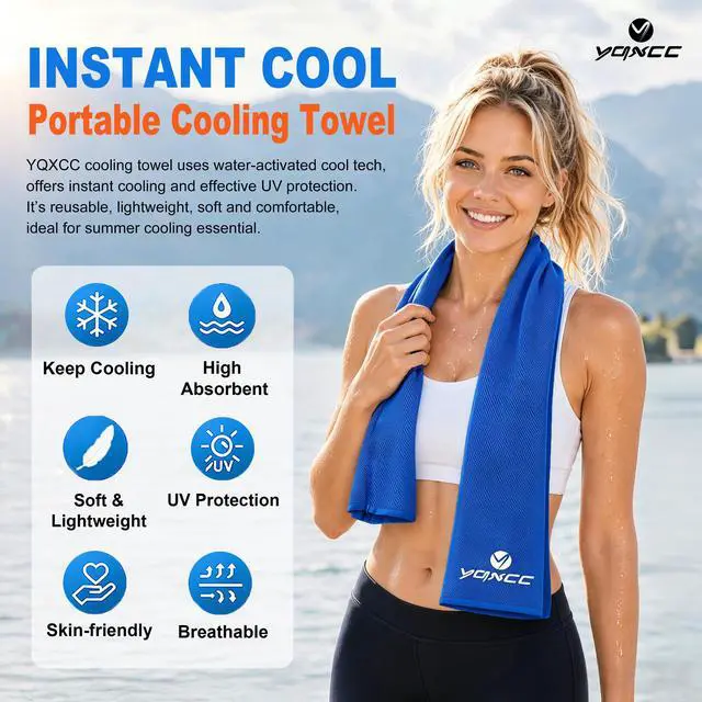 Alt view image 2 of 7 - 4 Pack Cooling Towels 40"x12", Cold Cool for Neck & Face
