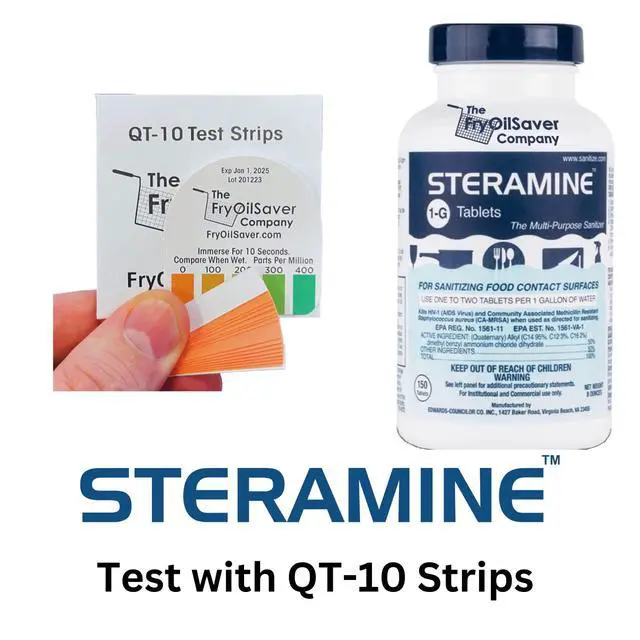 Alt view image 3 of 4 - 1 Bottle Steramine Sanitizer Tablets w/15x QT-10 Test Strips - Multi Purpose Steramine Sanitizing Tablets for Food Contact Surface, Kitchen, Restaurant & Commercial Use(150 Count)