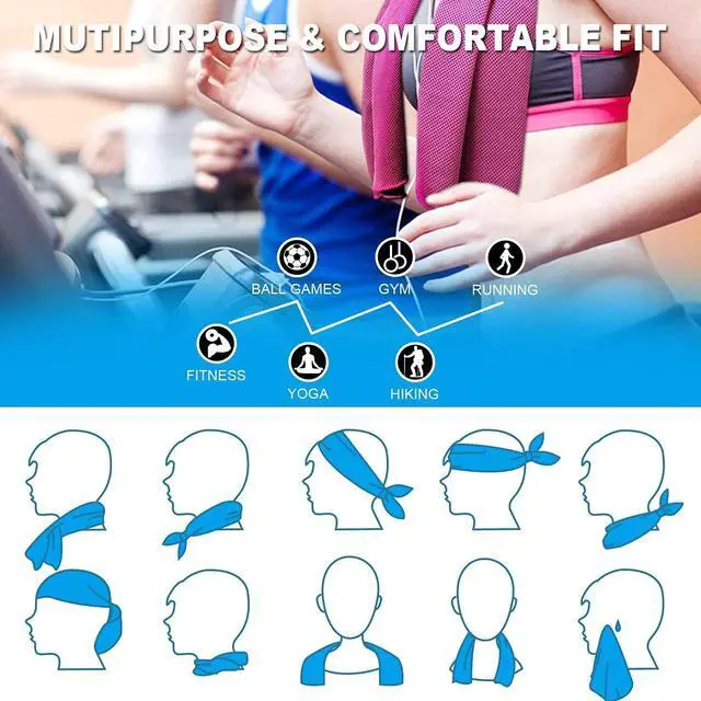 Alt view image 2 of 6 - 4 Packs 40"x 12" Microfiber Cooling Towel, Temperature Regulating, Multicolor, 4 Count, Sports/Workout