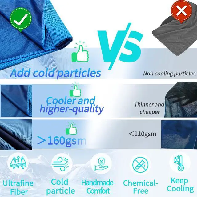 Alt view image 4 of 7 - Cooling Towel (40"x12") - for Neck/Face, Ice Towel,Chilly Towel, Cooling Neck Wraps for Hot Weather Instant Chill, Soft Microfiber for Yoga, Gym, Golf, Running,Workout, Outdoor Sports, Hiking