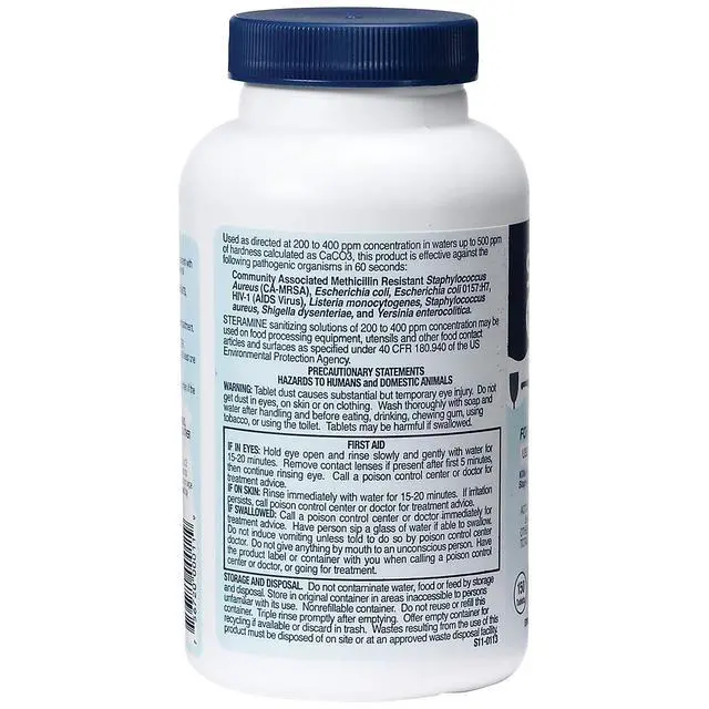 Alt view image 2 of 2 - Sanitizing Tablets, Sanitize Food Contact Surfaces, Model 1-G, 150 Sanitizer Tablets per Bottle, Blue, Pack of 1 Bottle