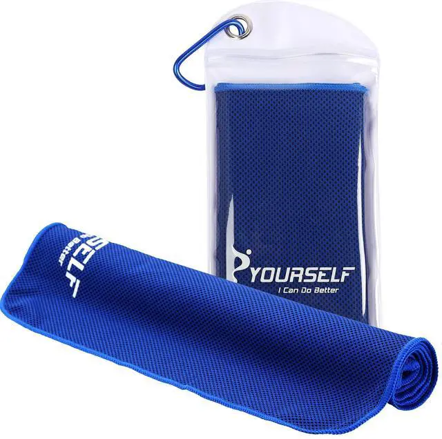 Alt view image 2 of 7 - Cooling Towel for Instant Relief Cool Bowling Fitness Yoga Towel-40 x12 Use as Cooling Neck Headband Bandana Scarf,Stay Cool for Travel Camping Golf Football &Outdoor Sport(Dark Blue)