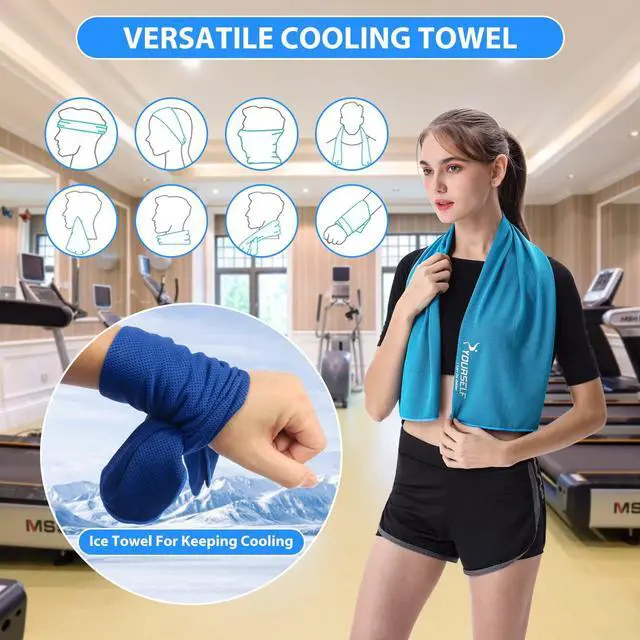 Alt view image 5 of 7 - Cooling Towel for Instant Relief Cool Bowling Fitness Yoga Towel-40 x12 Use as Cooling Neck Headband Bandana Scarf,Stay Cool for Travel Camping Golf Football &Outdoor Sport(Dark Blue)