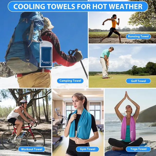 Alt view image 6 of 7 - Cooling Towel for Instant Relief Cool Bowling Fitness Yoga Towel-40 x12 Use as Cooling Neck Headband Bandana Scarf,Stay Cool for Travel Camping Golf Football &Outdoor Sport(Dark Blue)