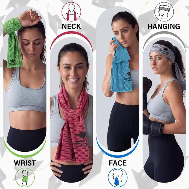 Alt view image 6 of 6 - 4 Pack Cooling Towels (40"x12"), Cooling Neck Wraps, Soft Breathable Chilly Towel, Ice Towel, Microfiber Towels for Yoga, Sport, Running, Workout, Gym, Camping, Fitness & More Activities