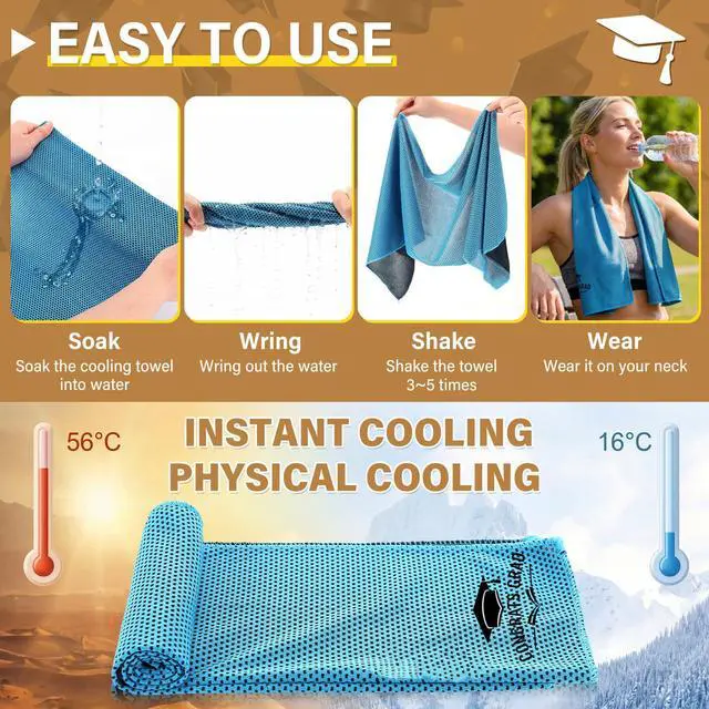 Alt view image 5 of 6 - 4 Pack Cooling Towels (40"x12"), Cooling Neck Wraps, Soft Breathable Chilly Towel, Ice Towel, Microfiber Towels for Yoga, Sport, Running, Workout, Gym, Camping, Fitness & More Activities