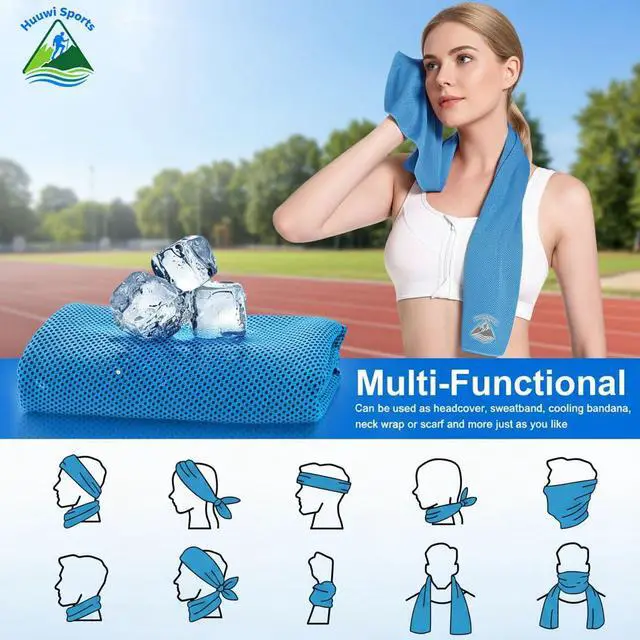 Alt view image 3 of 7 - Cooling Towel 4 Pack, 40"x12" Ice Towel for Instant Relief, Microfiber Chilly Towel for Sports, Gym, Running, Yoga, Golf, Camping, Fitness (Mix A)