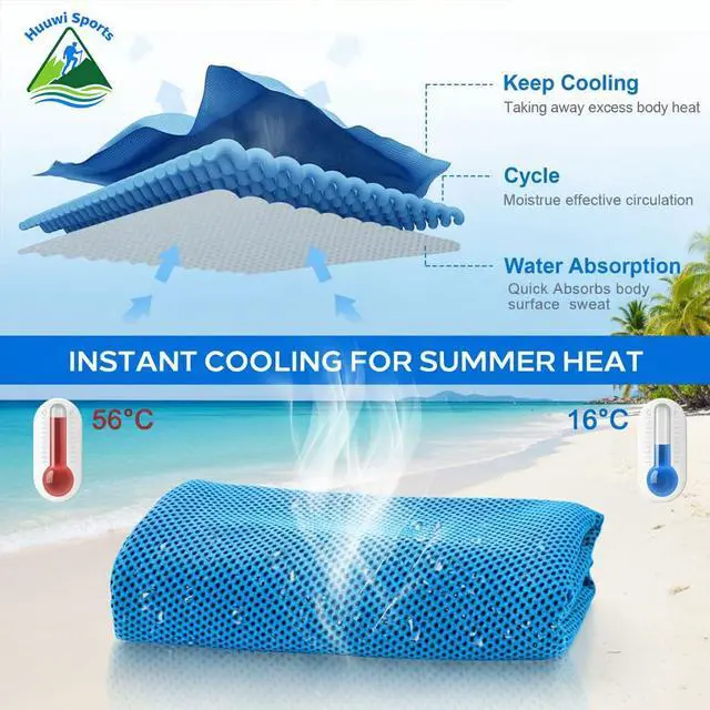 Alt view image 5 of 7 - Cooling Towel 4 Pack, 40"x12" Ice Towel for Instant Relief, Microfiber Chilly Towel for Sports, Gym, Running, Yoga, Golf, Camping, Fitness (Mix A)