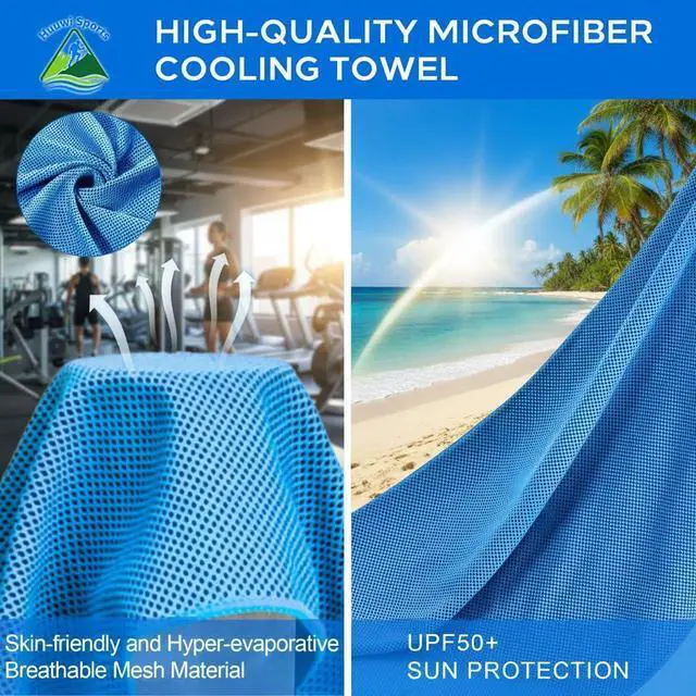 Alt view image 6 of 7 - Cooling Towel 4 Pack, 40"x12" Ice Towel for Instant Relief, Microfiber Chilly Towel for Sports, Gym, Running, Yoga, Golf, Camping, Fitness (Mix A)