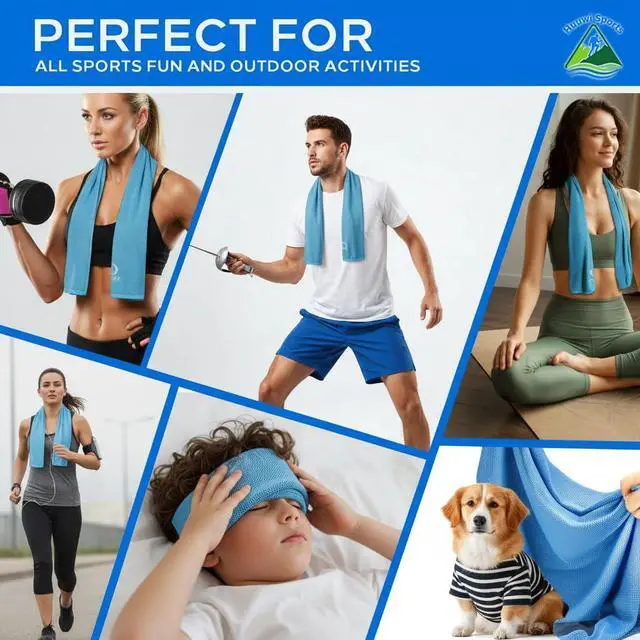 Alt view image 7 of 7 - Cooling Towel 4 Pack, 40"x12" Ice Towel for Instant Relief, Microfiber Chilly Towel for Sports, Gym, Running, Yoga, Golf, Camping, Fitness (Mix A)