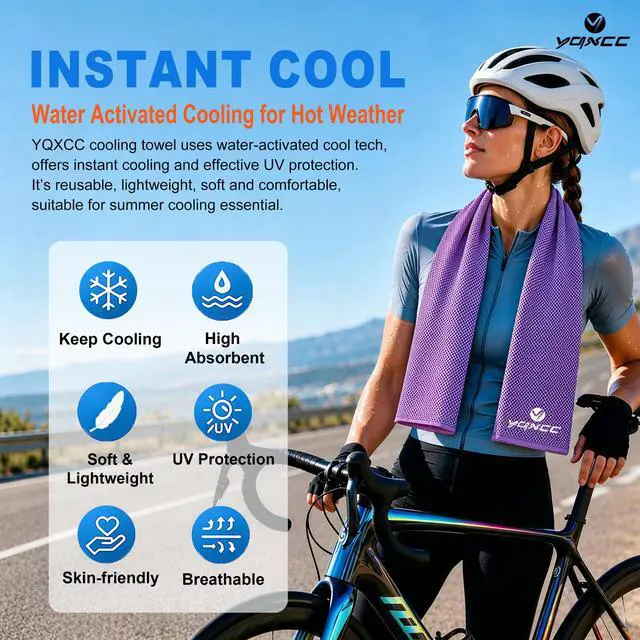 Alt view image 2 of 5 - 4 Pack Cooling Towels (40"x12"), Ice Cool for Neck & Face