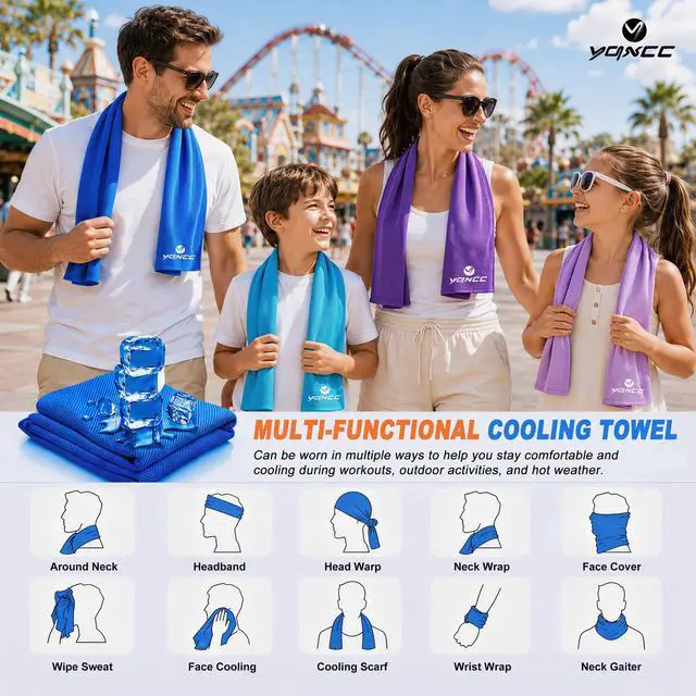 Alt view image 4 of 5 - 4 Pack Cooling Towels (40"x12"), Ice Cool for Neck & Face