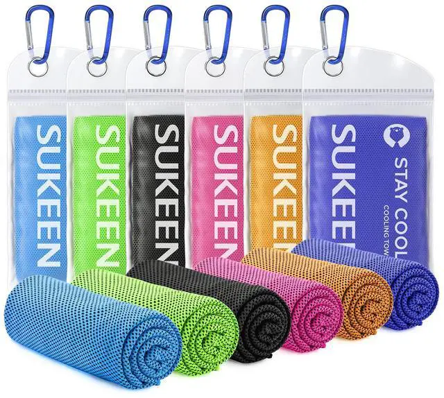 Main image of Cooling Towels 6 Pack (40"x 12"), Neck and Face, Cool Sweat and Lightweight Breathable Towels for Hot Weather, Yoga, Sports, Workout, Running, Gym, Camping, Fitness