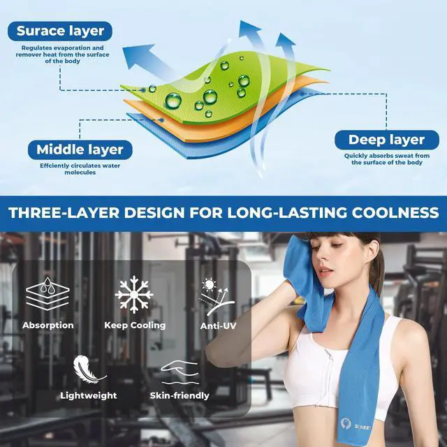 Alt view image 2 of 7 - Cooling Towels 6 Pack (40"x 12"), Neck and Face, Cool Sweat and Lightweight Breathable Towels for Hot Weather, Yoga, Sports, Workout, Running, Gym, Camping, Fitness