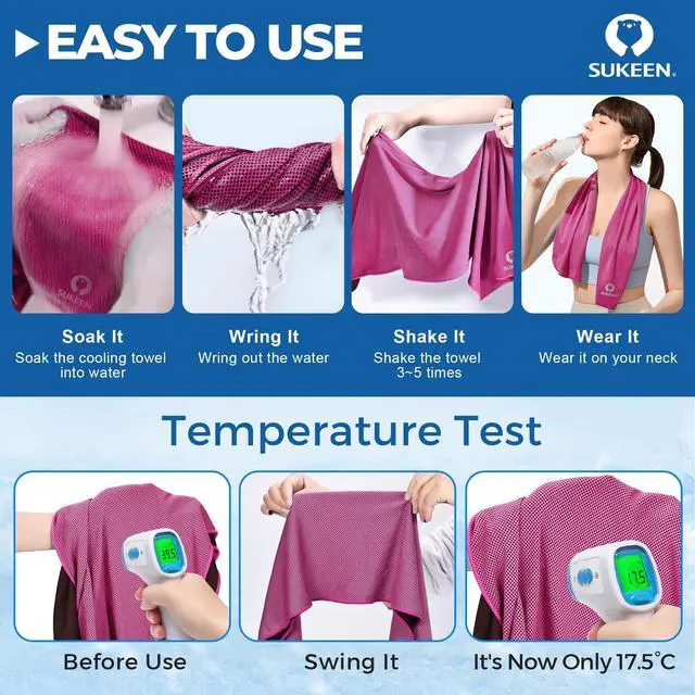 Alt view image 3 of 7 - Cooling Towels 6 Pack (40"x 12"), Neck and Face, Cool Sweat and Lightweight Breathable Towels for Hot Weather, Yoga, Sports, Workout, Running, Gym, Camping, Fitness