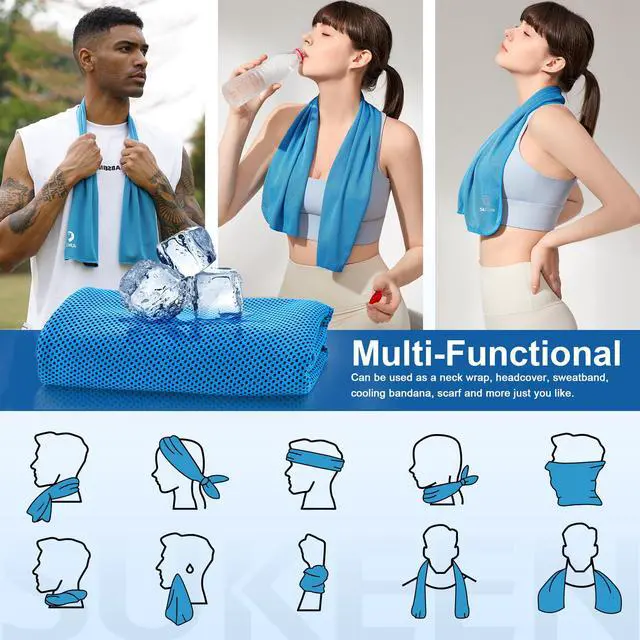 Alt view image 5 of 7 - Cooling Towels 6 Pack (40"x 12"), Neck and Face, Cool Sweat and Lightweight Breathable Towels for Hot Weather, Yoga, Sports, Workout, Running, Gym, Camping, Fitness