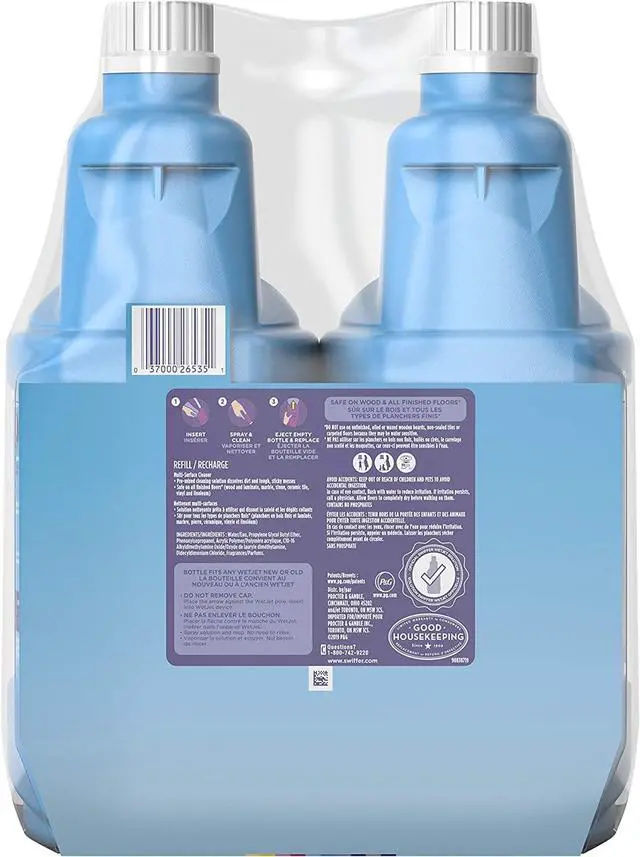 Alt view image 2 of 7 - Wetjet Hardwood Floor Mopping and Cleaning Solution Refills, All Purpose Cleaning Product, Open Window Fresh Scent, 1.25 Liter, 2 Pack (Packaging may vary)