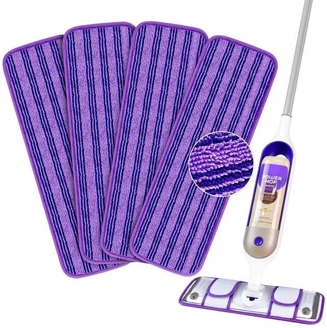 Alt view image 2 of 7 - 4 Pack Upgraded Reusable Mop Pads Compatible with Swiffer PowerMop, Mop Refill Pads Replacement for Swiffer Power Mop Spray Mop Pads for Multi-Surface Floor Cleaning, Quality Updated Cationic Material