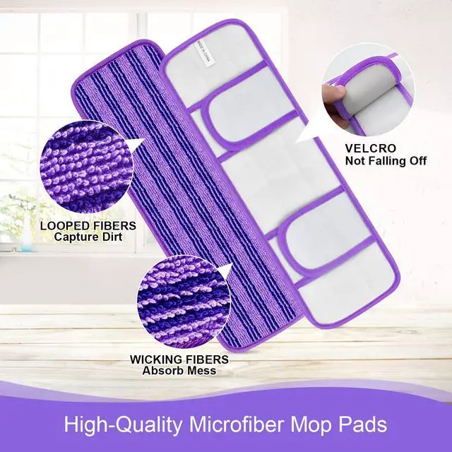Alt view image 4 of 7 - 4 Pack Upgraded Reusable Mop Pads Compatible with Swiffer PowerMop, Mop Refill Pads Replacement for Swiffer Power Mop Spray Mop Pads for Multi-Surface Floor Cleaning, Quality Updated Cationic Material