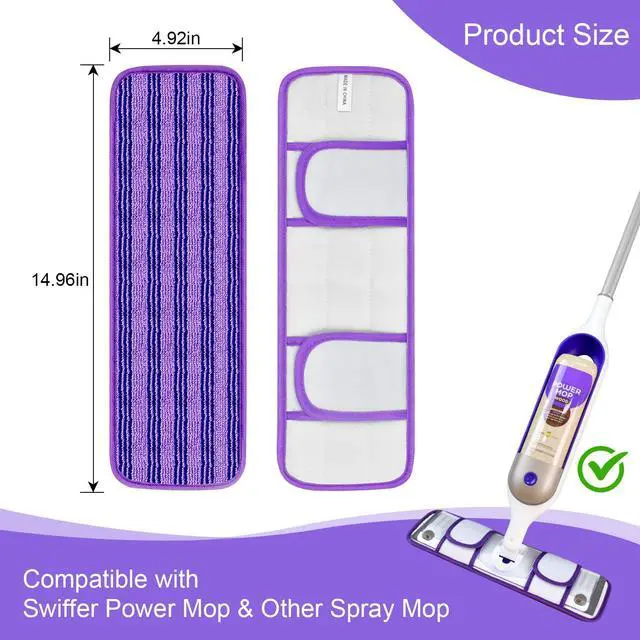 Alt view image 5 of 7 - 4 Pack Upgraded Reusable Mop Pads Compatible with Swiffer PowerMop, Mop Refill Pads Replacement for Swiffer Power Mop Spray Mop Pads for Multi-Surface Floor Cleaning, Quality Updated Cationic Material