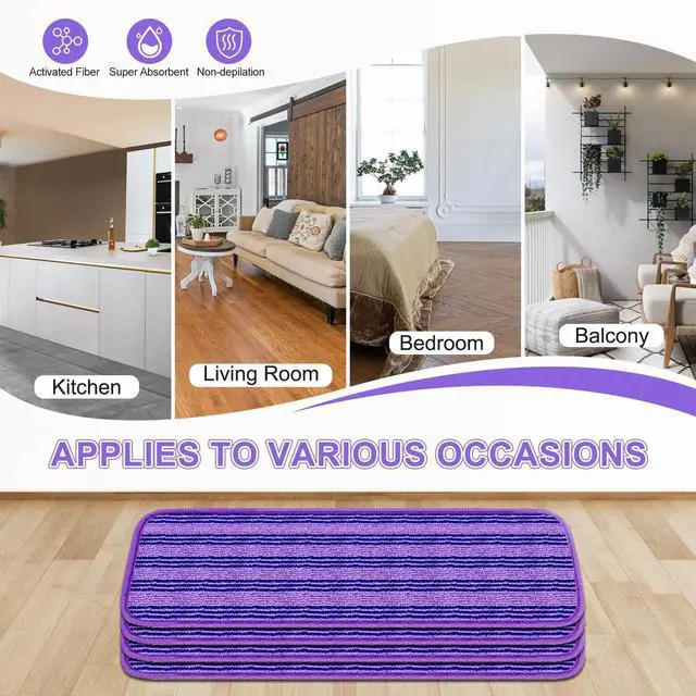 Alt view image 7 of 7 - 4 Pack Upgraded Reusable Mop Pads Compatible with Swiffer PowerMop, Mop Refill Pads Replacement for Swiffer Power Mop Spray Mop Pads for Multi-Surface Floor Cleaning, Quality Updated Cationic Material