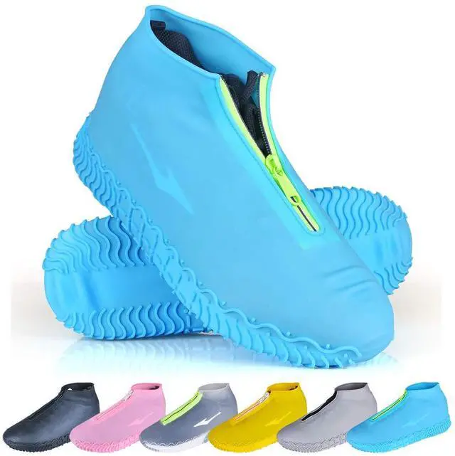 Main image of Shoe Covers Waterproof Reusable Foldable Not-Slip Rain Shoe Covers with Zipper,Shoe Protectors Overshoes Rain Galoshes for Kids Men and Wome (Blue, XL (Women 10-13.5, Men 11.5-14))