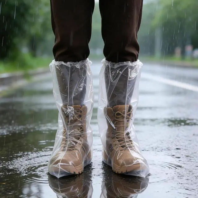 Main image of 20 PCS (10 Pairs) Longer Waterproof Shoe Covers for Rain, Non-Slip Disposable Plastic Shoe Ponchos Boot Covers Waterproof, Clear Heavy Duty Rain Shoe Covers for Men and Women