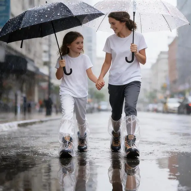 Alt view image 7 of 7 - 20 PCS (10 Pairs) Longer Waterproof Shoe Covers for Rain, Non-Slip Disposable Plastic Shoe Ponchos Boot Covers Waterproof, Clear Heavy Duty Rain Shoe Covers for Men and Women