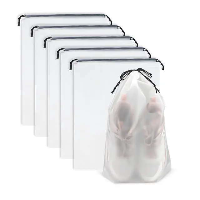 Main image of Clear Travel Shoe Bags 5-Pack (15.7x11.8 Inches) Waterproof Drawstring Shoe Organizers for Packing, Essential Travel Gear for Men & Women