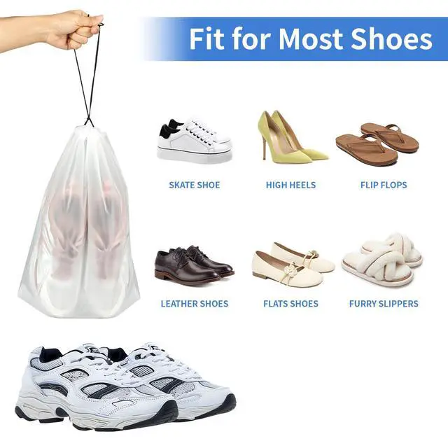 Alt view image 5 of 7 - Clear Travel Shoe Bags 5-Pack (15.7x11.8 Inches) Waterproof Drawstring Shoe Organizers for Packing, Essential Travel Gear for Men & Women