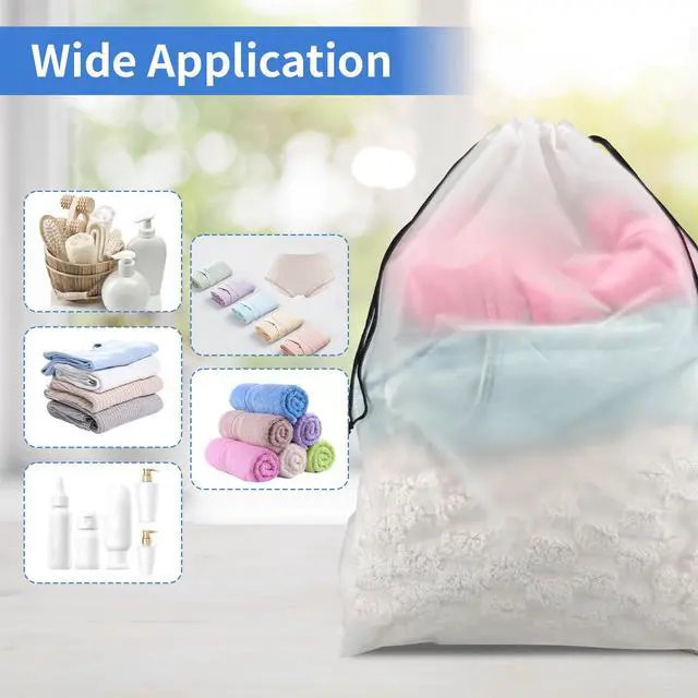 Alt view image 6 of 7 - Clear Travel Shoe Bags 5-Pack (15.7x11.8 Inches) Waterproof Drawstring Shoe Organizers for Packing, Essential Travel Gear for Men & Women