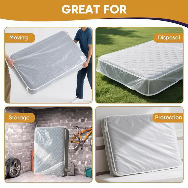 Alt view image 4 of 7 - King/Cal King Mattress Bag for Moving and Storage,Waterproof Plastic Mattress Cover for Disposal and Protection Product