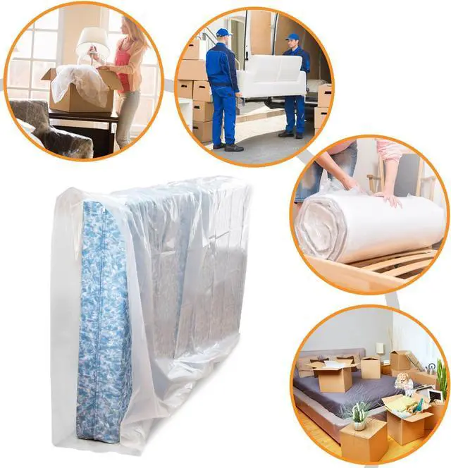 Alt view image 4 of 7 - 1.5 Mil Thick Mattress Bags for Moving Mattress Storage Bag Queen or King Size 1 Pack - Plastic Wrap Mattress Protector Short-Term Storage and Disposal