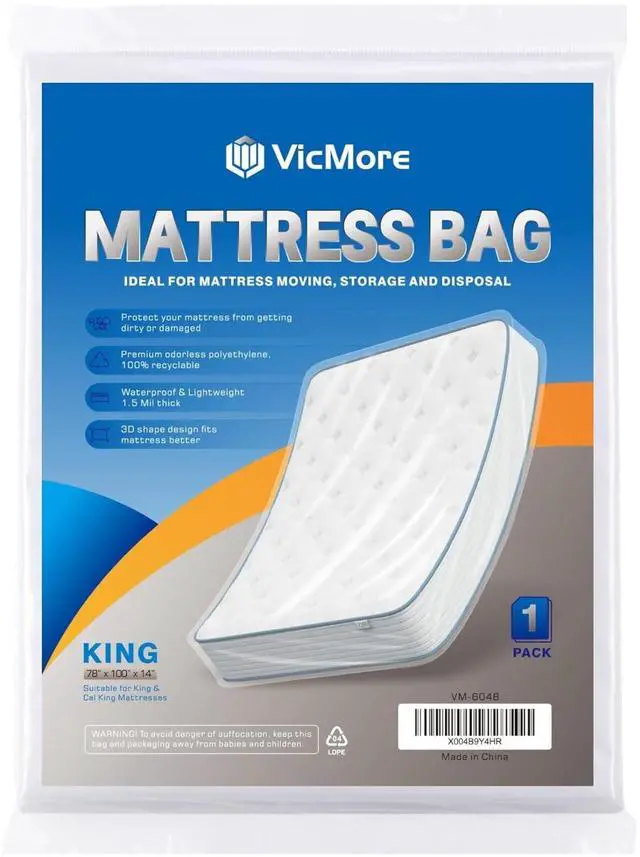 Main image of King Mattress Bag for Moving and Storage, 1.5 Mil, 1 Pack