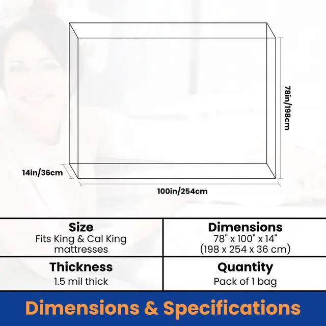 Alt view image 4 of 7 - King Mattress Bag for Moving and Storage, 1.5 Mil, 1 Pack